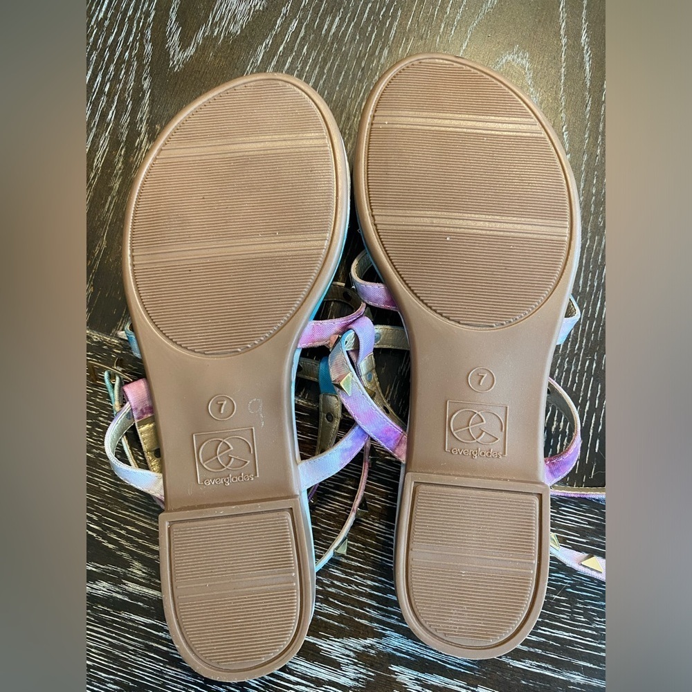 New** Studied Ankle-Strap Sandals in cotton candy tie dye Size 7 - Picture 3 of 10